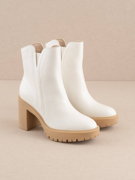 The Abby White | Rubber Sole Chelsea Bootie