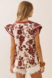 Nancy Floral Blouse (Burgundy or Teal)