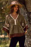 Color Block Airflow Oversized Peasant Blouse (Fuchsia, Black, or Olive)