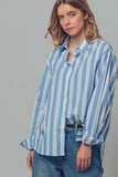 Oversized Stripe Button Down Collared Shirt
