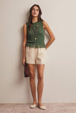 Fringe Hem Knit Top (Ivory or Eucalyptus)