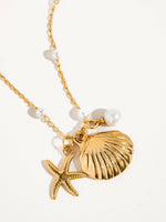 Capella 18K Gold Seashell & Sea Star Pearl Necklace