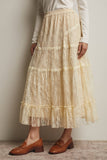 Tiered Lace Midi Skirt