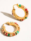 Capri 18K Gold Color Beaded Resort Hoop Earring