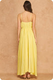 Woven Lattice Bodice Sleeveless Maxi Dress (Custard Yellow or Pacific Blue)