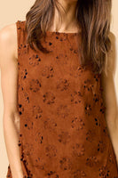 Flower Cut-Out Suede Dress