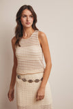 Open-Knit Stripe Sleeveless Top