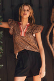 Leopard Ruffle Blouse