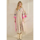 PINK Vintage Embroidery Maxi Dress: