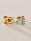 Tansia 18K Gold Non-Tarnish Natural Stone Statement Ring