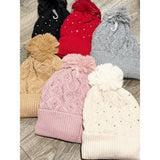 Rhinestone Cozy Cable Knit Beanie