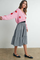 Strawberry Embroidered Cropped Cardigan