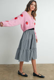 Strawberry Embroidered Cropped Cardigan