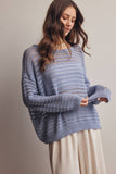 Open-Knit Sweater Top (Coral, Blue, Ivory)