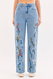 Embroidered High Rise Dad Jean