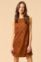 Flower Cut-Out Suede Dress