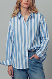 Oversized Stripe Button Down Collared Shirt