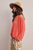 Open-Knit Sweater Top (Coral, Blue, Ivory)