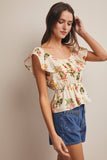 Beatrix Ruffle Neck Cotton Blouse (Ecru or Sage)