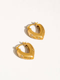 Desi 18K Gold Star CZ Heart Hoop Earring