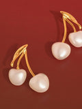 Chérie 18K Gold Non-Tarnish Large Pearl Cherry Earrings