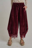 Lace Velvet Balloon Pants (Wine or Olive)