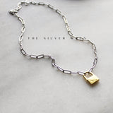 Two Tone Padlock Necklace
