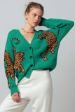 Tiger Jacquard Knit Sweater (Navy, Emerald)