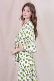 Tropical Kiwi Print Cropped Top & Skirt Set