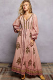Embroidered Floral Maxi Dress