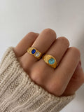 Rosina 18K Gold Non-Tarnish Blue CZ Ring