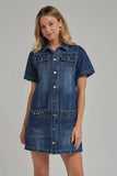 Maribeth Denim Dress with Horsebit Trim