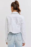 White Denim Frayed Jacket
