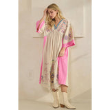 PINK Vintage Embroidery Maxi Dress: