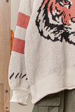 Tiger Embroidery Round Neck Sweater