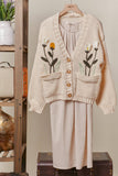 Flower Embroidered Knit Cardigan