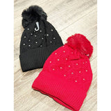 Rhinestone Cozy Cable Knit Beanie