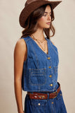 Maisy Button-Front Denim Vest