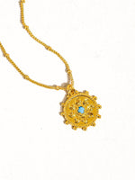 Stassie 18K Gold Turquoise Stone Sun Necklace