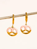 Prezzy 18K Gold Non-Tarnish Pretzel Charm Hoop Earrings