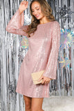 Clarissa Bow Back Cocktail Dress (Blush, Champagne)