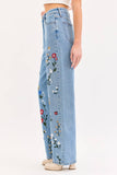Embroidered High Rise Dad Jean