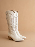 The Ainsley White | Embroidered Cowboy Western Boot