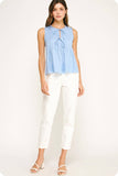 Pintuck Linen Sleeveless Top (colors: Butter or Chambray)