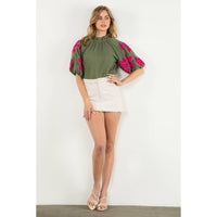 Cecily Puff Sleeve Textured Top