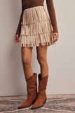 Fringe Stretch Faux Suede Mini Skirt