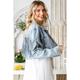 Nashville Rhinestone Fringe Denim Moto Jacket