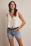 Button-Front Knit Vest Top