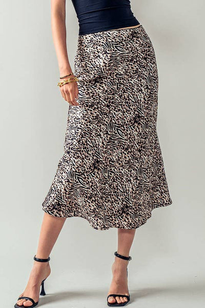 Silky Feels Leopard Midi Skirt