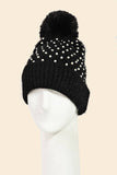 Pearl Studded Pom Beanie